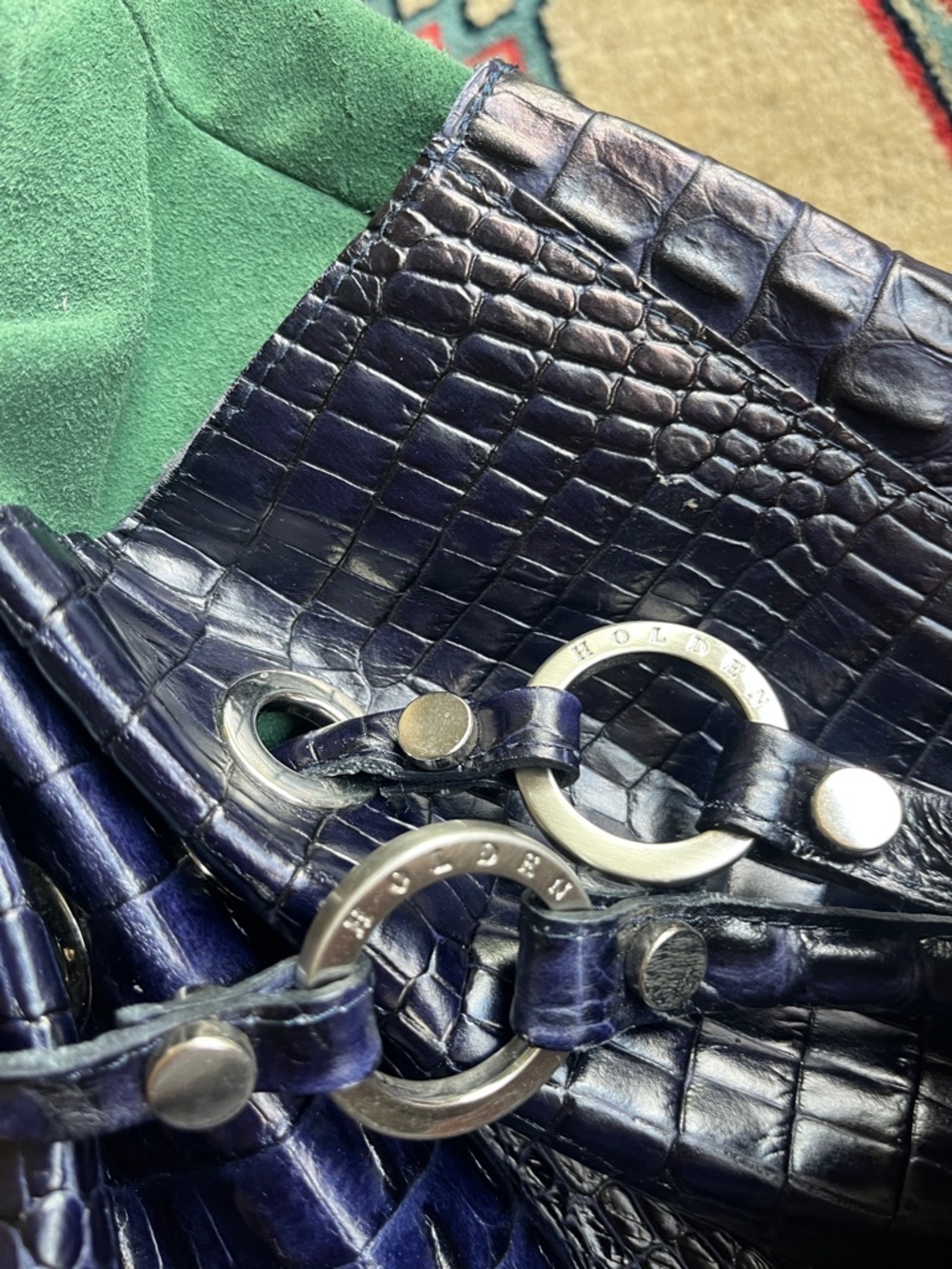 Holden handmade leather tote, Ireland, purple croc - Picture 7 of 7
